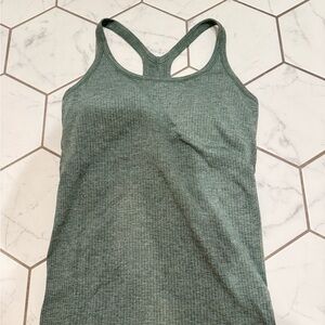 Lululemon Athletica Green Ribbed Tank Top